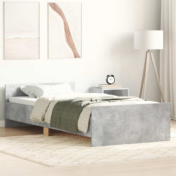 vidaXL Posteľný rám betónový sivý 90x200 cm borovicový masív