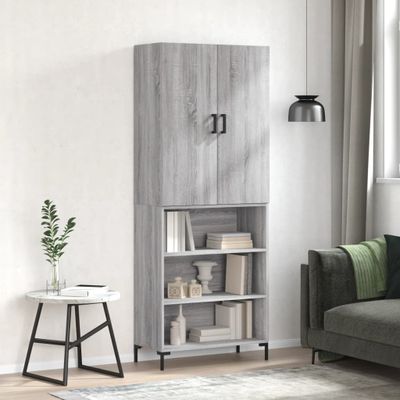 vidaXL Vysoká skrinka sivý dub sonoma 69,5x34x180 cm spracované drevo