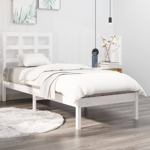 vidaXL Posteľný rám, biely drevený masív 75x190cm malé jednolôžko
