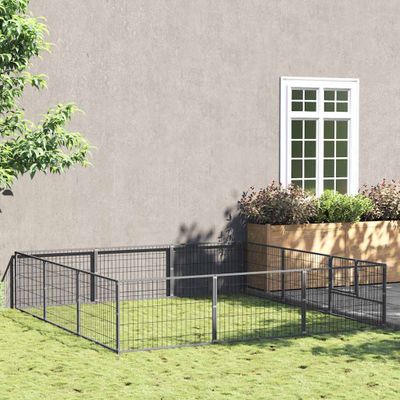 vidaXL Koterec pre psy strieborný 9 m² oceľ