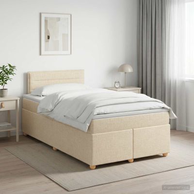 vidaXL Posteľ boxspring s matracom Krémová 120 x 190 cm Látka