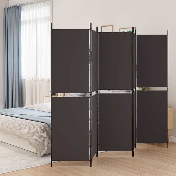 vidaXL 5-panelový paraván hnedý 250x180 cm látka