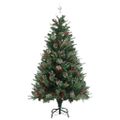 vidaXL Vianočný stromček s borovicovými šiškami zelený 150 cm PVC a PE