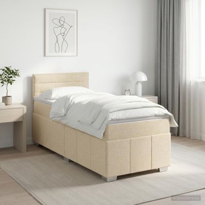 vidaXL Posteľ boxspring s matracom Krémová 100 x 200 cm Látka