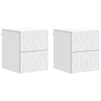 vidaXL Nástenná nočná skrinka 2 pcs Biela 34,5 x 33 x 40 cm