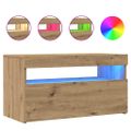 vidaXL TV skrinky s LED svetlami 2 ks dub artisan kompozitné drevo