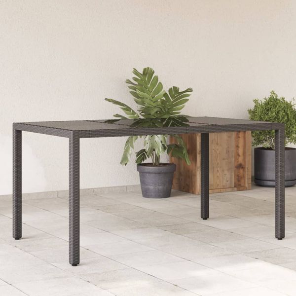 vidaXL Záhradný stôl so sklenenou doskou čierny 150x90x75 cm polyratan