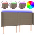 vidaXL Čelo postele s LED sivohnedé 183x16x118/128 cm látka