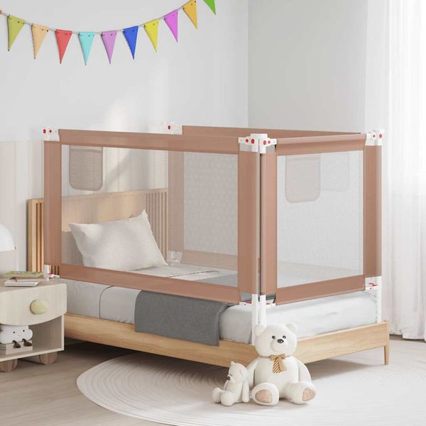 vidaXL Zábrana na detskú posteľ sivohnedá 150x25 cm látka