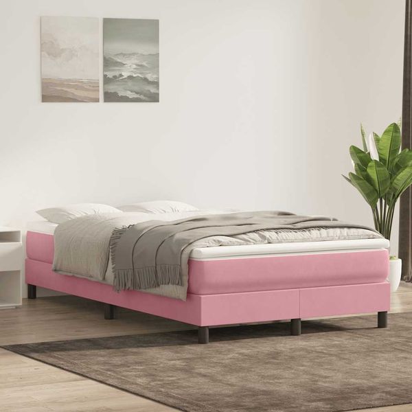 vidaXL Posteľný rám boxsping s matracom ružový 120x220 cm zamat