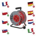 Prodlužovací kabel EMOS P19425 na bubnu 25 m / 4 zásuvky / červený / PVC / 230 V / 1,5 mm2