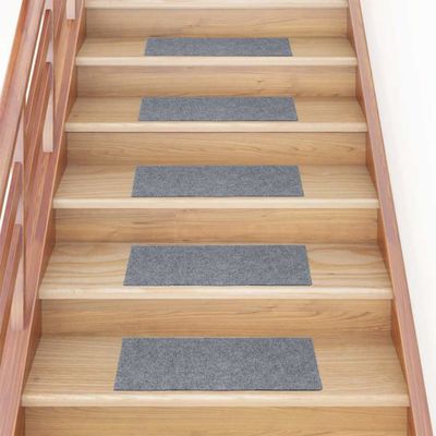 vidaXL Schodové rohože, samolepiace, 30 ks, 60x25 cm, svetlosivé, obdĺžnikové