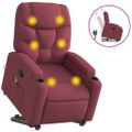 vidaXL Zdvíhacie a sklápacie masážne kreslo vínovo-červené látka
