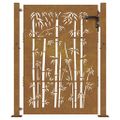 vidaXL Záhradná brána 100x125 cm, corten oceľ, bambusový dizajn