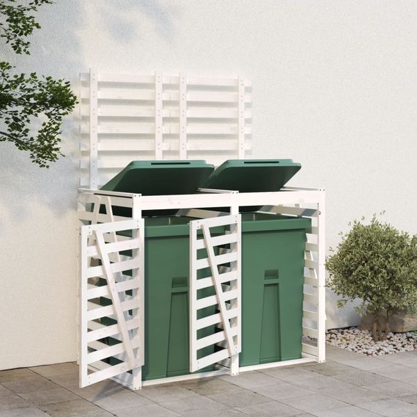 vidaXL Úložný box na dva odpadkové koše biely masívna borovica