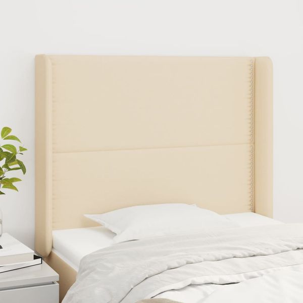 vidaXL Čelo postele so záhybmi krémové 103 x 16 x 118/128 cm látka