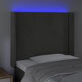 vidaXL Čelo postele s LED tmavosivé 103x16x118/128 cm zamat