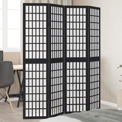 vidaXL Paraván, 4 panely, čierny, masívne drevo paulovnie