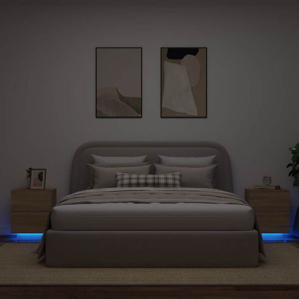 vidaXL Nočné stolíky s LED svetlami 2 ks dub sonoma kompozitné drevo