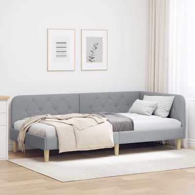 vidaXL Rohový rám postele Svetlosivá 90 x 190 cm látka