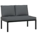 vidaXL 2-dielna záhradná sedacia súprava s podložkami čierna hliník