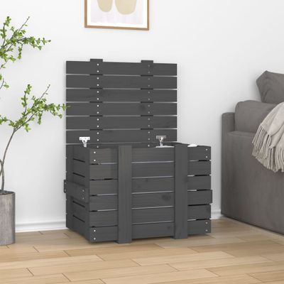 vidaXL Úložný box sivý 58x40,5x42 cm masívna borovica