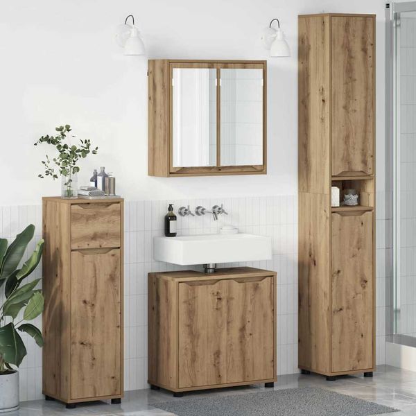 vidaXL Sada kúpeľňového nábytku 4 pcs Remeselný dub Kompozitné drevo
