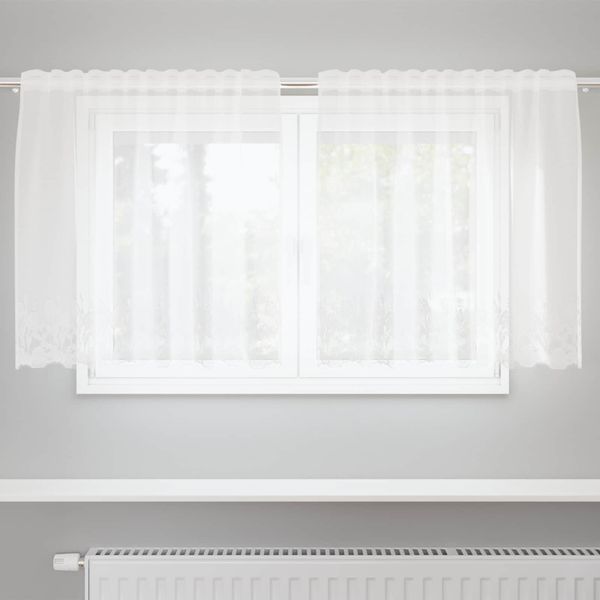 vidaXL Čipková záclona so záclonami Biela 100 x 150 cm Polyester