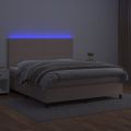 vidaXL Boxspring posteľ matrac a LED kapučínová 180x200 cm umelá koža