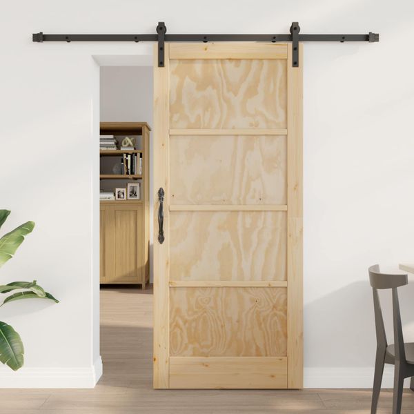 vidaXL Posuvné dvere Prírodná a čierna 86 x 198,5 cm Borovicový masív