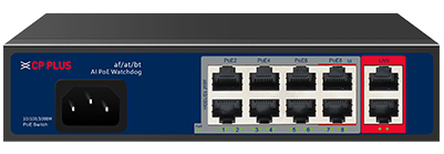 CP-DNW-GPU8G2-96 Osemportový 10/100 Mbps PoE switch s 2x 1000 Mbps uplinkom