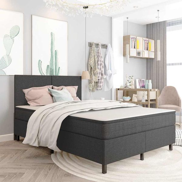 vidaXL Rám na boxspring posteľ, sivý, látka 140x200 cm