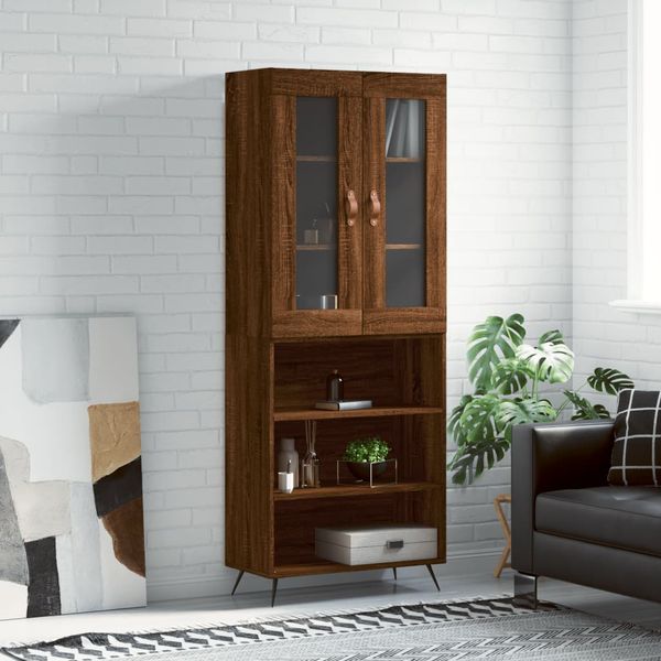 vidaXL Vysoká skrinka hnedý dub 69,5x34x180 cm spracované drevo