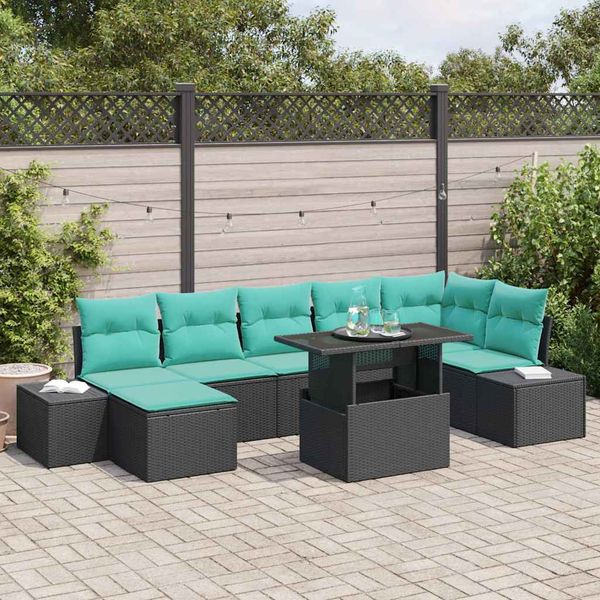 vidaXL Súprava záhradných pohoviek 8 ks Čierna polyratan