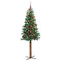 vidaXL Úzky vianočný stromček s 300 LED-i so stojanom Zelená 210 cm