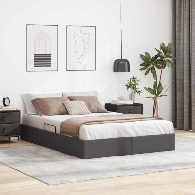 vidaXL Otomanový posteľný rám Biely 140 x 190 cm Umelá koža