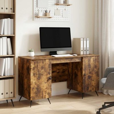 vidaXL Stôl Dymový dub 142,5 x 50 x 75 cm Kompozitné drevo