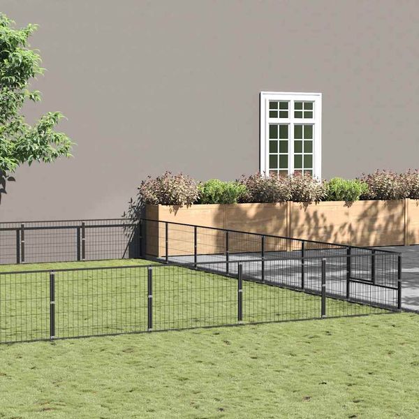 vidaXL Koterec pre psov čierny 56 m² oceľ