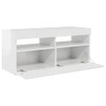 vidaXL TV skrinka s LED svetlami lesklá biela 90x35x40 cm