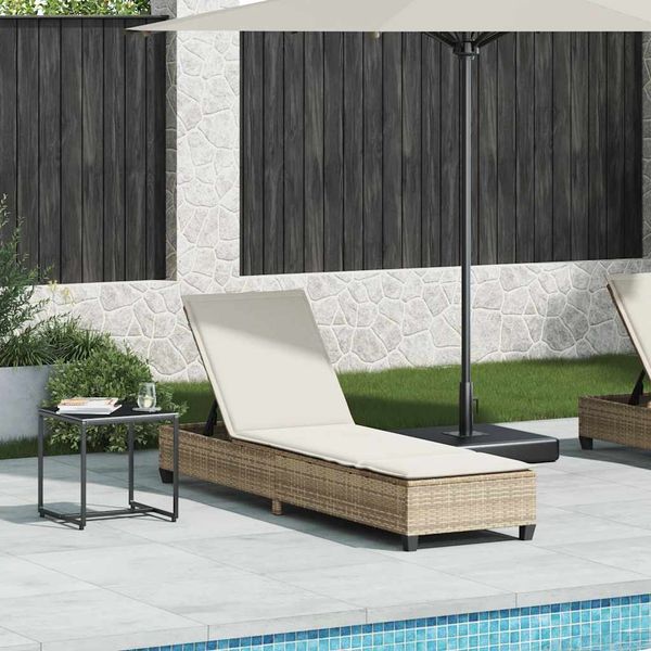 vidaXL Záhradné ležadlo s vankúšmi béžové 55x200x25,5 cm polyratan