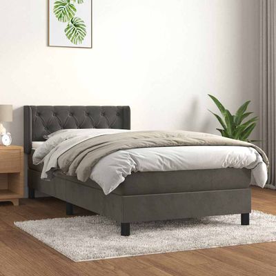 vidaXL Posteľný rám boxspring s matracom tmavosivý 80x200 cm zamat