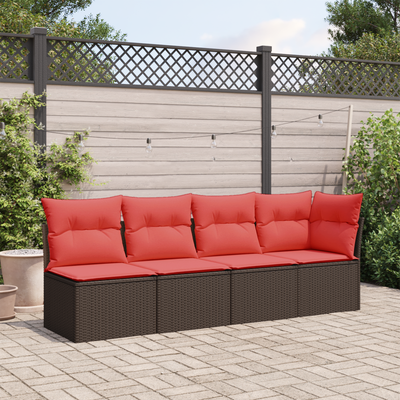 vidaXL | Záhradná pohovka | s vankúšom Hnedá 227 x 62 x 69 cm polyratan
