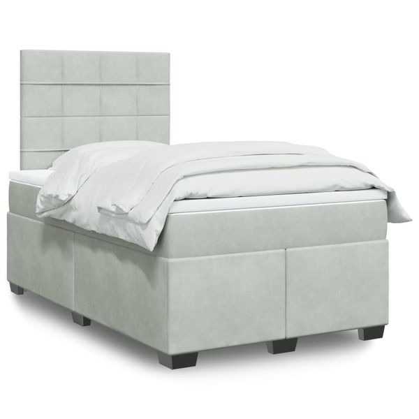 vidaXL Boxspring posteľ s matracom bledosivá 120x190 cm zamat