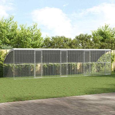 vidaXL Klietka pre sliepky 4 pcs Strieborná 800 x 200 x 200 cm