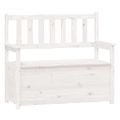 vidaXL Lavička biela 112,5x51,5x96,5 cm masívne mangovníkové drevo