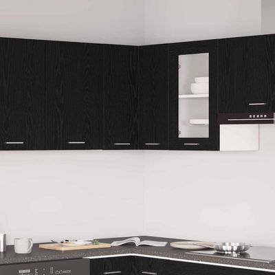 vidaXL Závesná skrinka s poličkou Lyon Čierny dub 57 x 57 x 60 cm