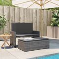 vidaXL Záhradná lavička s podložkami a podnožkou sivá polyratan
