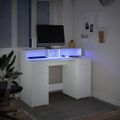 vidaXL Stôl s LED svetlami biely 120x55x91 cm kompozitné drevo