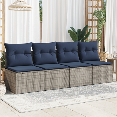 vidaXL | Záhradná pohovka | s vankúšom Sivá 227 x 62 x 69 cm polyratan