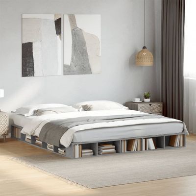 vidaXL Posteľný rám betónový sivý 200x200 cm kompozitné drevo